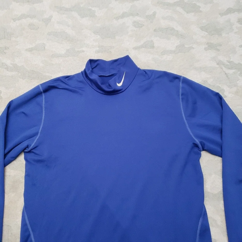 Nike Pro Shirt Mens Large Blue Pullover Dri-Fit Long Sleeve Compression Gym